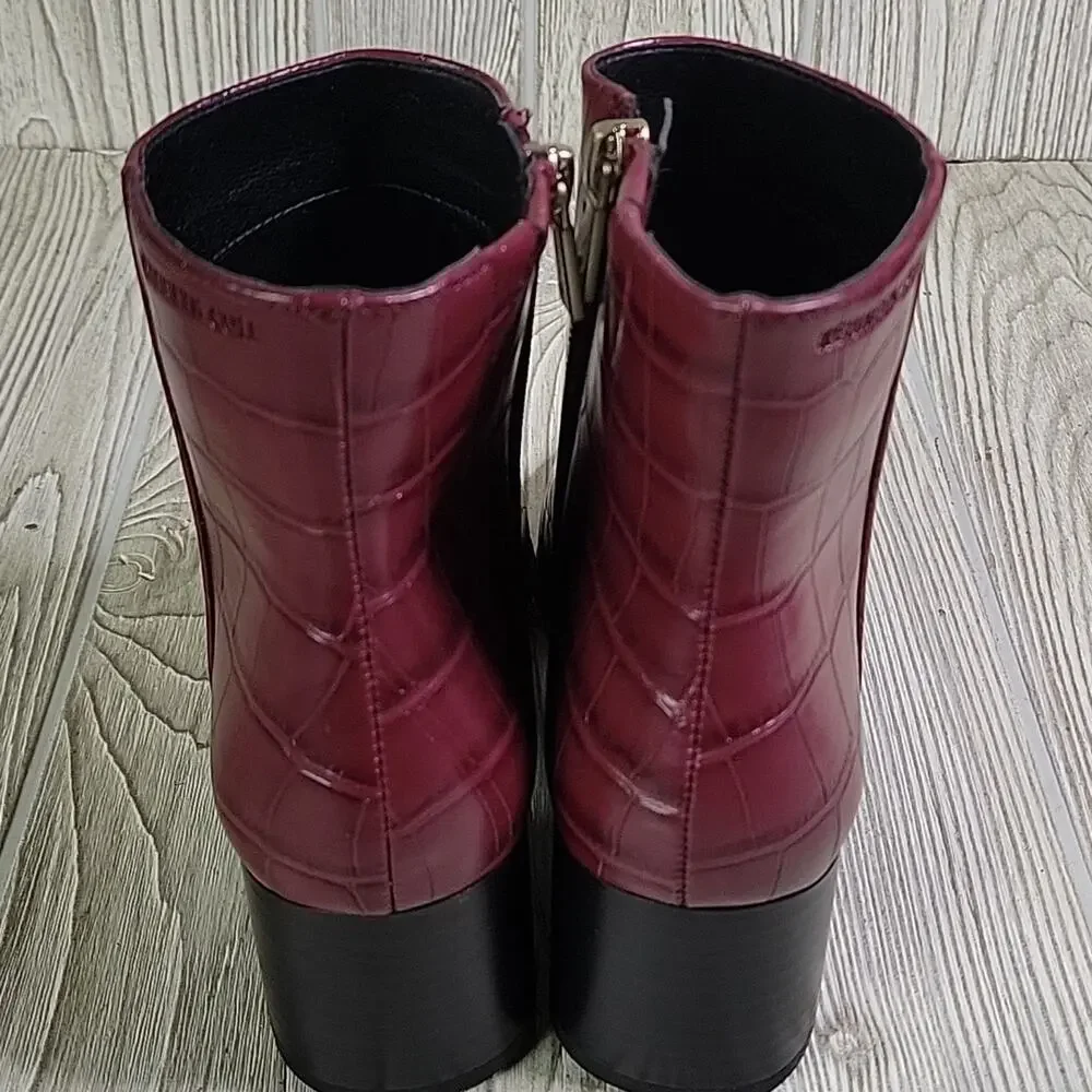 Kenneth Cole Roanne Burgundy Croc Print Ankle Bootie Womens Size 5.5 NEW - Picture 7 of 16